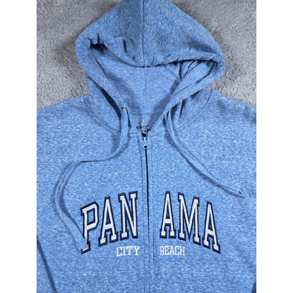 U.S. Vintage Panama City Beach Zip Hoodie XL Blue Heather Mens Sweatshirt - Picture 2 of 8